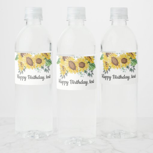 water bottle LABEL - sunflower | Zazzle