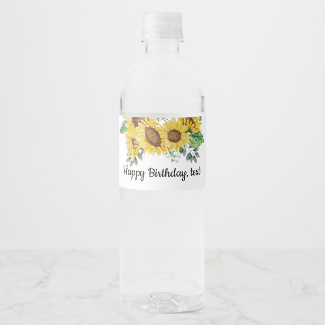 water bottle LABEL - sunflower (Front)