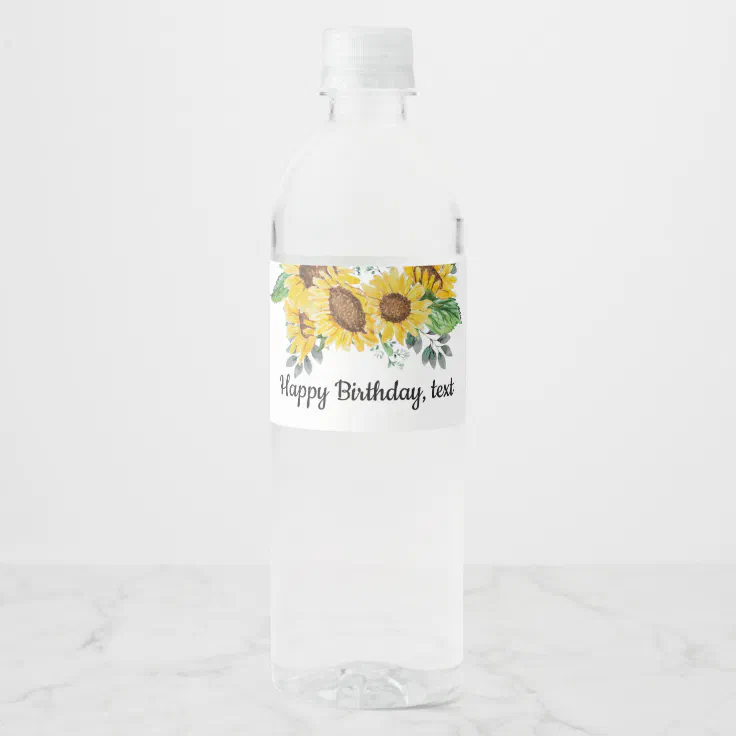 water bottle LABEL - sunflower | Zazzle