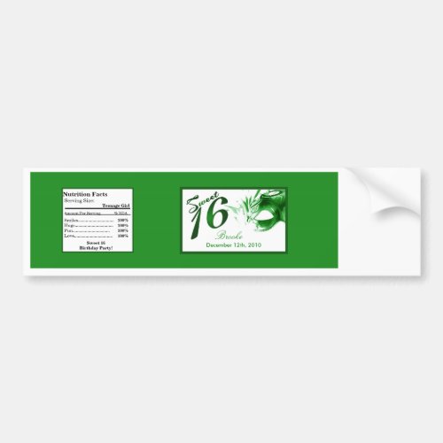 Water Bottle Label Sweet 16 Green Party