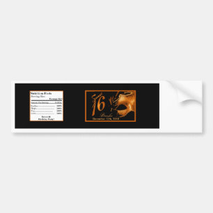 Water Bottle Label Sweet 16 Orange Black