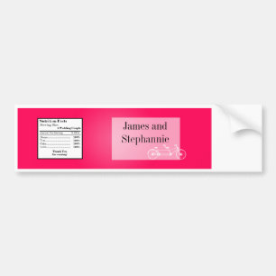 Water Bottle Label Whimsical Hot Pink Double Bike