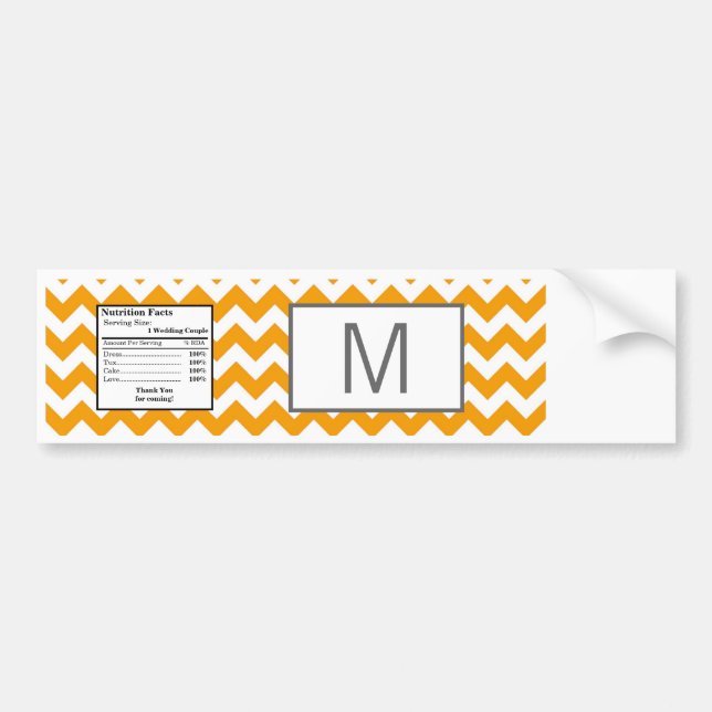 Water Bottle Label Yellow Grey Gray Chevron Name (Front)