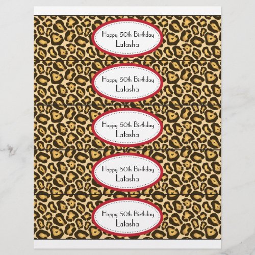 Water Bottle Labels  Red and Leopard Print