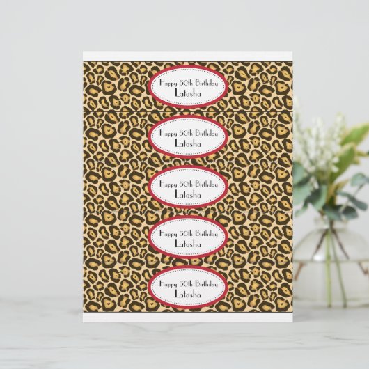 Water Bottle Labels | Red and Leopard Print (Standing Front)