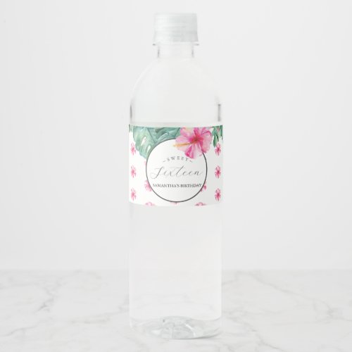 Water Bottle Labels Sweet Sixteen Luau Birthday