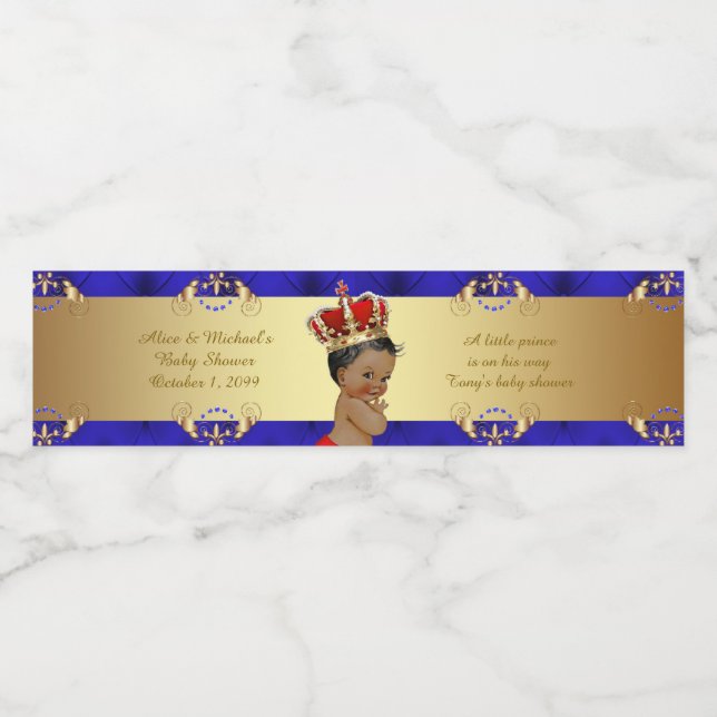 Water Bottle Labels,Tony baby shower,blue red gold Water Bottle Label (Single Label)