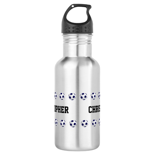 Water Bottle, Personalized, Soccer, Steel Stainless Steel Water Bottle (Front)