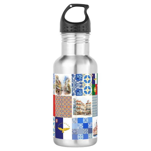 Water Bottle Portugal Flag and Azores Flag (Front)