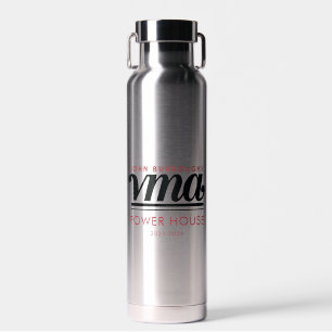 Water Bottle with Black Cursive Name, Phone, Year