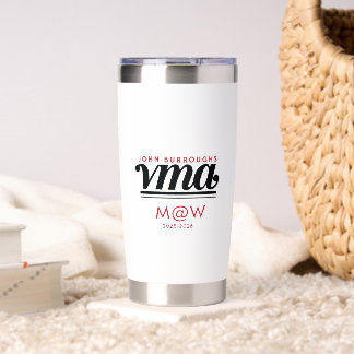 Water Bottle with Black Cursive Name, Phone, Year Insulated Tumbler