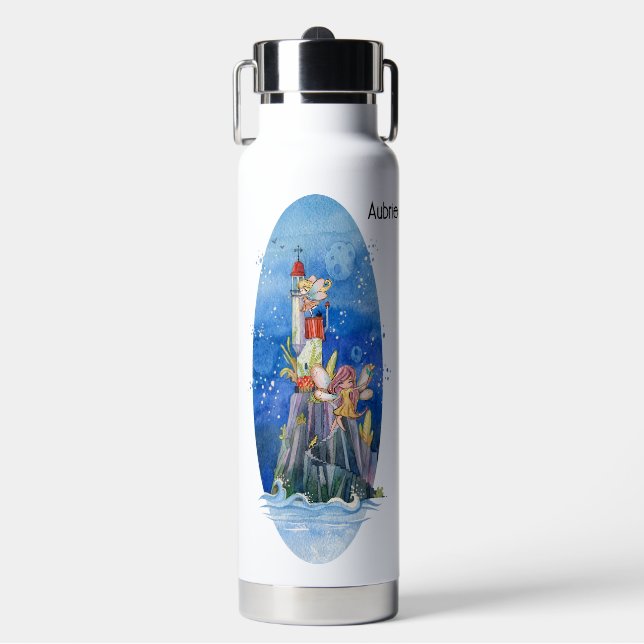 Water Bottle with Fairies & Lighthouse (Front)
