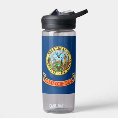 Water bottle with flag of Idaho State US