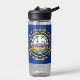 Water bottle with flag of New Hampshire, U.S.