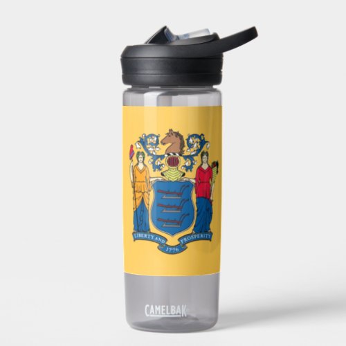 Water bottle with flag of New Jersey US