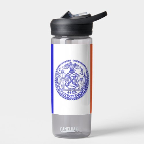 Water bottle with flag of New York City US