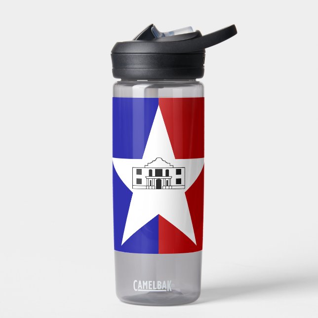 Water bottle with flag of San Antonio City, U.S. (Left)