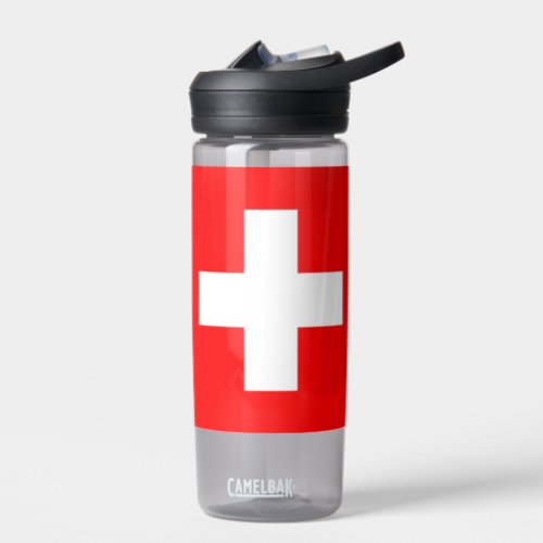 Water bottle with flag of Switzerland