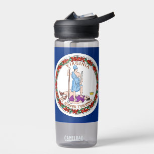 Water bottle with flag of Virginia State, U.S.