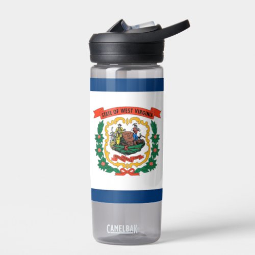 Water bottle with flag of West Virginia US