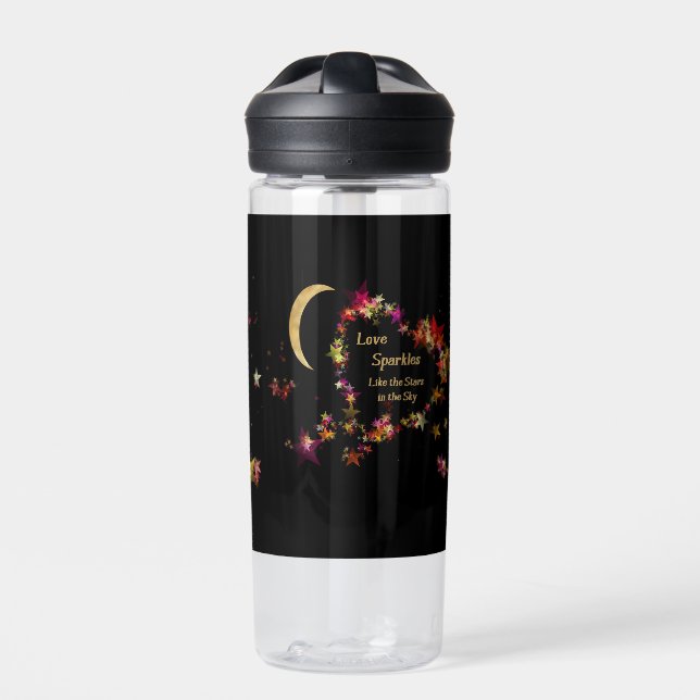 Water Bottle with Love Design of Stars (Front)