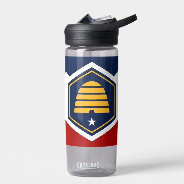 Water bottle with new flag of Utah, USA (Left)