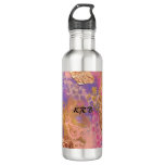 Water Bottle with pink/gold leaf layered design