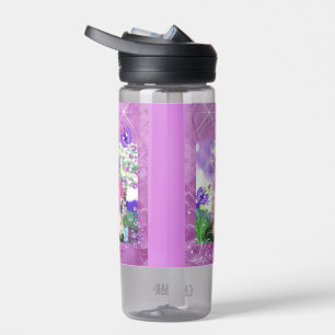 Water Bottle with Trendy Young Girly with Butterfl