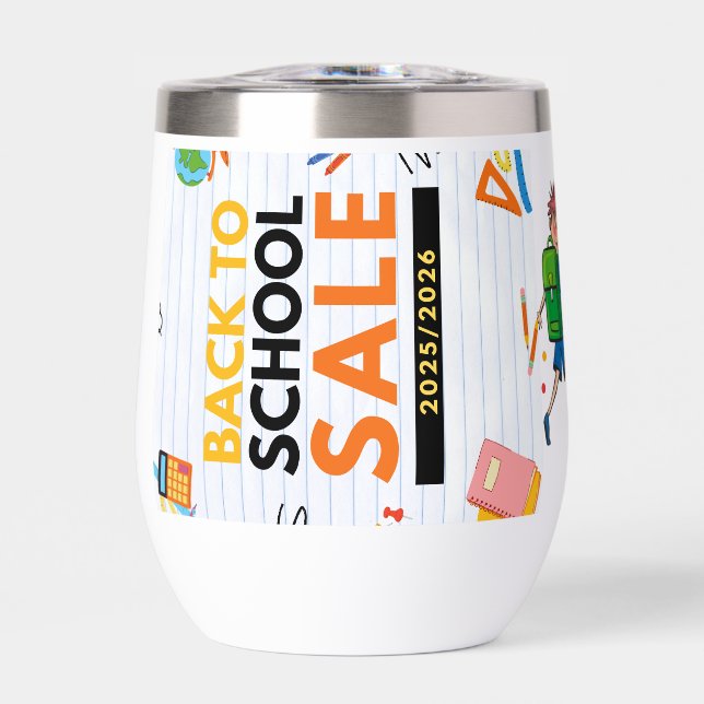  Water Bottlebback to #School  Thermal Wine Tumbler (Front)