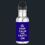 Water Bottles<br><div class="desc">Based on the original Keep Calm and ... poster this cream and blue Keep Calm and Party On Water Bottle features a custom designed font that matches the original closely.</div>