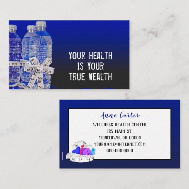 Water Bottles and Tape Measure Bow Business Card (Front/Back)