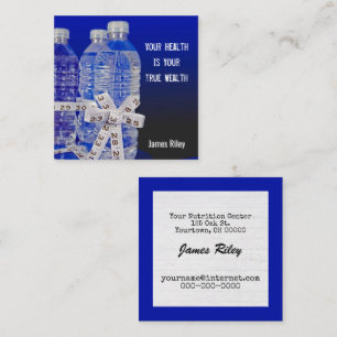 Water Bottles and Tape Measure Bow Square Business Card