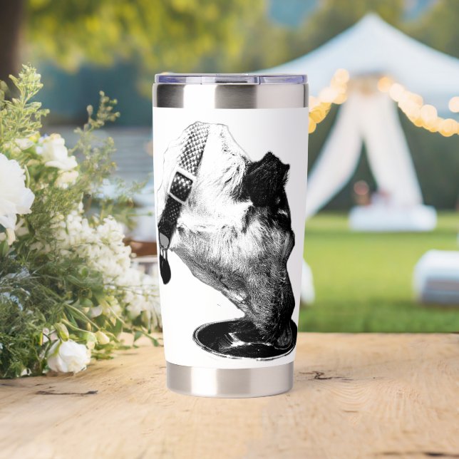Water Break Terrier Mix Coffee Mug Insulated Tumbler (Wedding (Rotated))