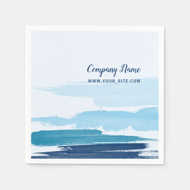 Water Brushstrokes Square Paper Napkins (Front)