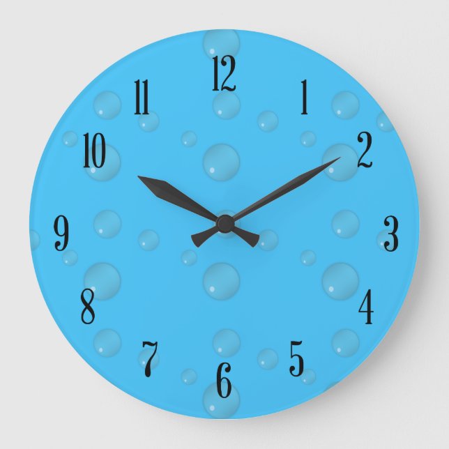 Water Bubbles Blue Clock (Front)