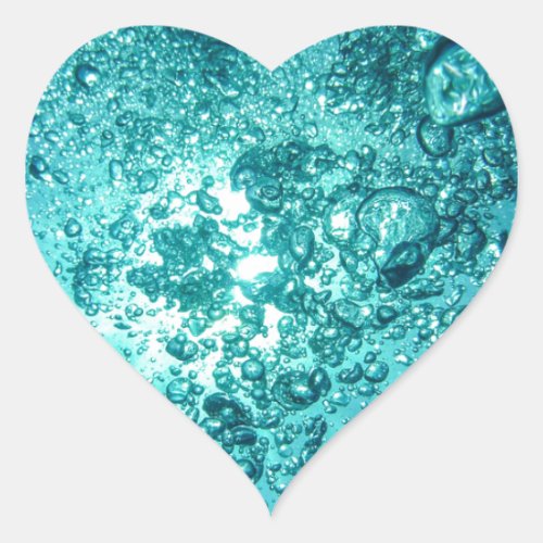 Water Bubbles Heart Sticker