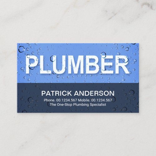 Water Bubbles Waterdrop Plumbing Service Business Card