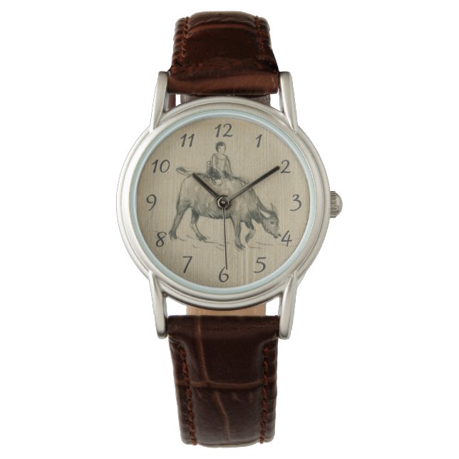 Water Buffalo Child Chinese Ox Year Birthday W3 Watch (Front)