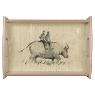 Water Buffalo Children Chinese Ox Year Zodiac ST Serving Tray