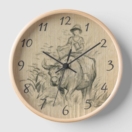 Water Buffalo Kid Chinese Ox Year Birthday WC1 Clock