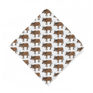 Water buffalo with flowers cartoon illustration bandana