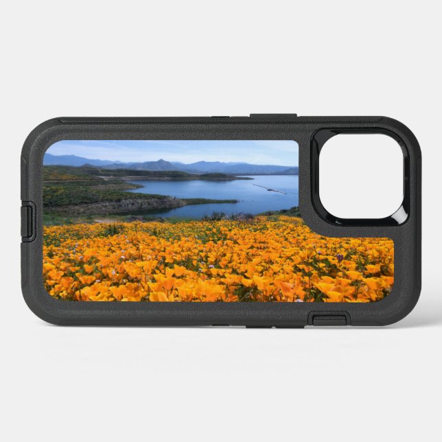 Water | California Lake With Golden Poppies Otterbox iPhone Case (Back Horizontal)