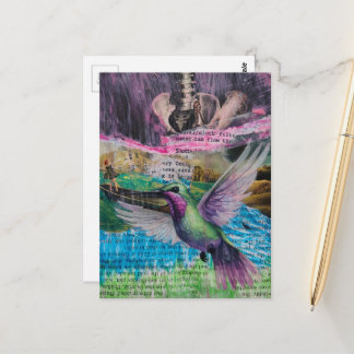 Water Can Flow Through Abstract Mixed Media Collag Postcard