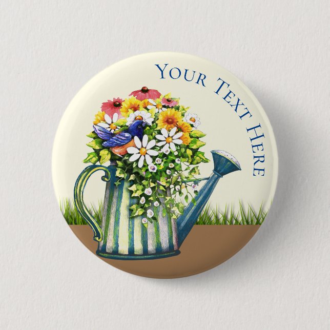 Water Can with Wildflowers Button (Front)
