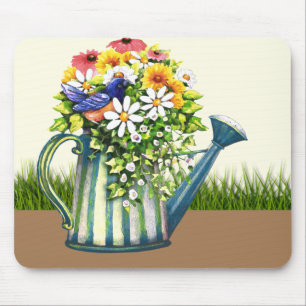 Water Can with Wildflowers Mouse Pad