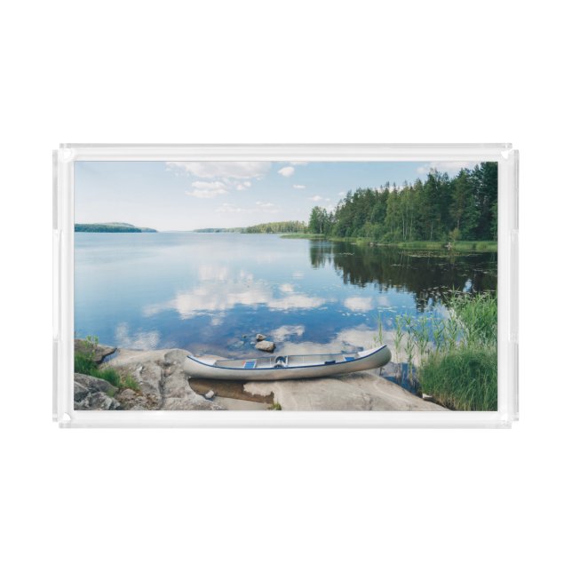 Water | Canoe on Lake in Sweden Acrylic Tray (Front)