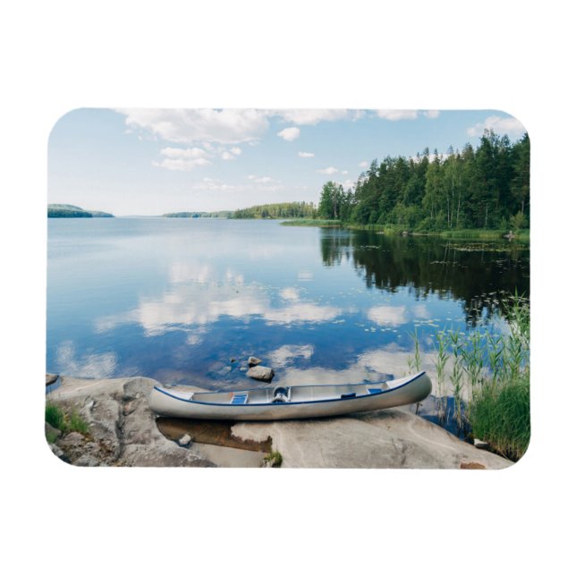 Water | Canoe on Lake in Sweden Magnet (Horizontal)