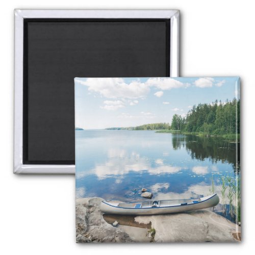 Water  Canoe on Lake in Sweden Magnet