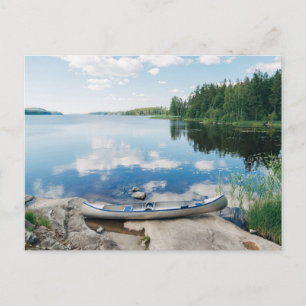 Water Canoe on Lake in Sweden Postcard