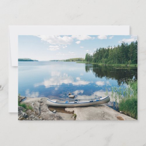 Water  Canoe on Lake in Sweden Thank You Card